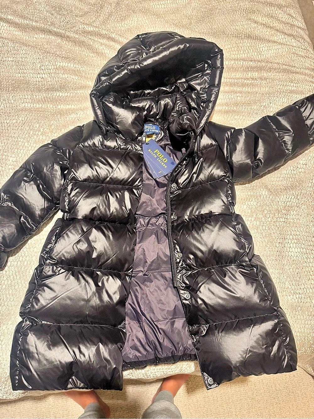 NWT Polo Ralph Lauren Black Hooded Puffer Jacket 5T